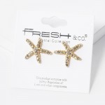 Wholesale rhinestone Studded Starfish Stud Earrings L