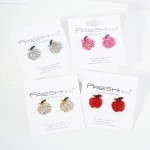 Wholesale pave Rhinestone Apple Stud Earrings L