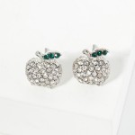 Wholesale pave Rhinestone Apple Stud Earrings L