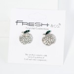 Wholesale pave Rhinestone Apple Stud Earrings L