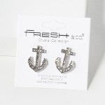 Wholesale rhinestone Studded Anchor Post Drop Earrings L
