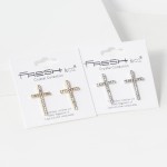Wholesale rhinestone Studded Cross Post Drop Earrings L