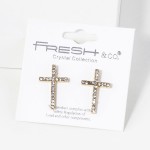 Wholesale rhinestone Studded Cross Post Drop Earrings L