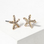 Wholesale rhinestone Studded Starfish Stud Earrings L