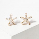 Wholesale rhinestone Studded Starfish Stud Earrings L