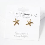 Wholesale rhinestone Studded Starfish Stud Earrings L