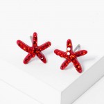 Wholesale rhinestone Studded Starfish Stud Earrings L