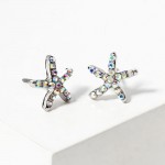 Wholesale rhinestone Studded Starfish Stud Earrings L