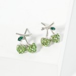 Wholesale pave Rhinestone Cherries Stud Earrings L