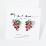 Wholesale rhinestone Studded Grape Vine Stud Earrings L