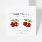 Wholesale pave Rhinestone Cherry Stud Earrings L