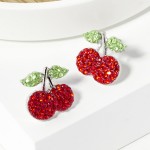 Wholesale pave Rhinestone Cherry Stud Earrings L