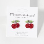 Wholesale pave Rhinestone Cherry Stud Earrings L