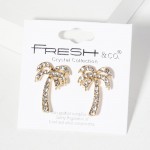 Wholesale rhinestone Studded Palm Tree Post Drop Earrings L