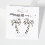 Wholesale rhinestone Studded Palm Tree Post Drop Earrings L