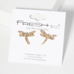 Wholesale rhinestone Studded Dragonfly Stud Earrings L