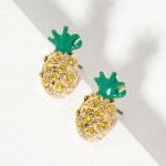 Wholesale rhinestone Studded Pineapple Stud Earrings L