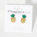 Wholesale rhinestone Studded Pineapple Stud Earrings L