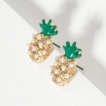 Wholesale rhinestone Studded Pineapple Stud Earrings L