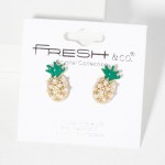 Wholesale rhinestone Studded Pineapple Stud Earrings L