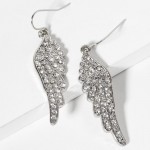 Pave Rhinestone Angel Wings Drop Earrings

- Approximately 1.75" L