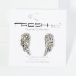 Wholesale rhinestone Studded Metal Angel Wings Post Drop Earrings L