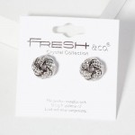 Wholesale textured Metal Knot Stud Earrings L