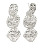 Linked Textured Metal Geometric Shapes Post Drop Earrings 

- Approximately 2.5" L