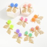 Wholesale metal Easter Bunny Post Drop Earrings Floral Cutouts Bead Cluster Post