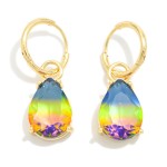 Wholesale metal Hinged Hoop Earrings Glass Crystal Teardrop Dangle L