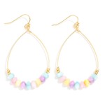 Wholesale metal Wire Teardrop Drop Earrings Natural Stone Beads L