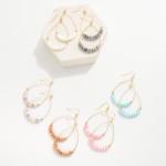 Wholesale metal Wire Teardrop Drop Earrings Natural Stone Beads L