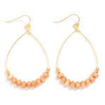 Wholesale metal Wire Teardrop Drop Earrings Natural Stone Beads L