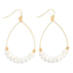Wholesale metal Wire Teardrop Drop Earrings Natural Stone Beads L