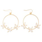 Wholesale metal Wire Hoop Drop Earrings Pearl Criss Cross Details L