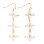 Wholesale linked Pearl Criss Cross Drop Earrings L