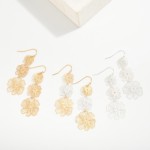 Wholesale long Linked Two Metal Flower Drop Earring L