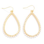 Wholesale metal Teardrop Earrings Cream Pearl Details L