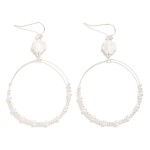 Wholesale metal Pearl Beaded Wire Hoop Drop Earrings Linked Textured Flower Deta