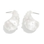 Wholesale metal Teardrop Post Drop Earrings Pearl Details L
