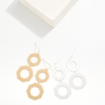 Wholesale metal Linked Hollow Octagon Drop Earrings Textured Border L