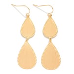 Wholesale linked Metal Teardrop Drop Earrings Textured Border L