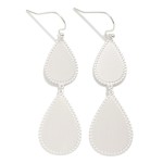Wholesale linked Metal Teardrop Drop Earrings Textured Border L