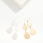 Wholesale linked Metal Teardrop Drop Earrings Textured Border L