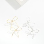 Wholesale textured Metal Wire Bow Post Drop Earrings L