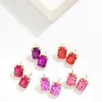 Wholesale rectangular Glitter Resin Stud Earring L