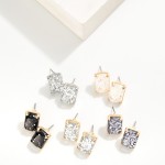Wholesale rectangular Glitter Resin Stud Earring L