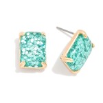 Wholesale rectangular Glitter Resin Stud Earring L