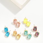 Wholesale rectangular Glitter Resin Stud Earring L