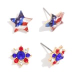 Wholesale set Two Americana Star Flag Stud Earring L